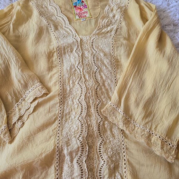 Johnny Was Pale Yellow Tunic - Picture 3 of 7